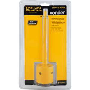 Serra copo diamantada 53 mm, com haste, VONDER