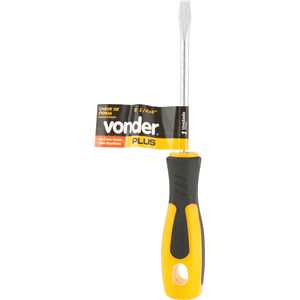 Chave de fenda 1/4" x 4", aço cromo vanádio, cabo emborrachado, VONDER PLUS