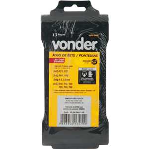 Jogo de bits/ponteiras, com 13 peças, encaixe sextavado 1/4", BP 389, VONDER