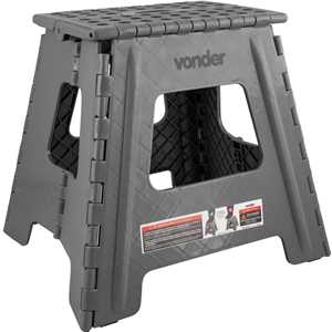 Banqueta plástica dobrável, cinza, altura 360 mm, VONDER