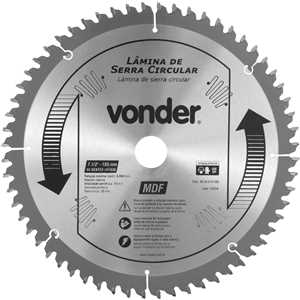 Lâmina de serra circular com dentes de metal duro, 185 mm x 20 mm, com 60 dentes, para MDF, VONDER