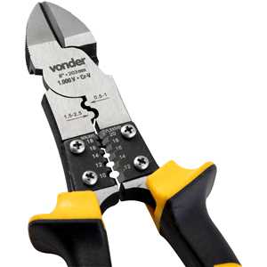 Alicate corte diagonal 8", para eletricista, multifunção, com isolação até 1.000 V, VONDER