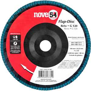 Flap-disc, disco de desbaste/acabamento, 7" - 180 mm, grão 120, NOVE54