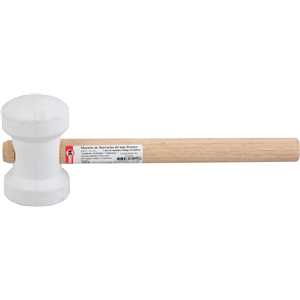 Martelo de borracha 60 mm, cabo em madeira, para azulejista, branco, NOVE54