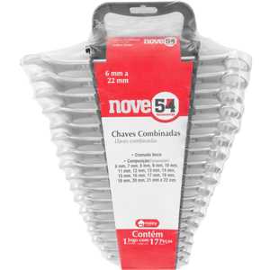 Jogo de chaves combinadass, 6 mm a 22 mm, 17 peças, com suporte, NOVE54
