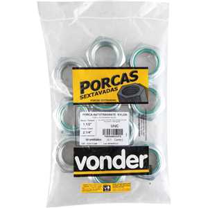 Porca autotravante sextavada, 1.1/2", UNC, baixa, zincada, VONDER