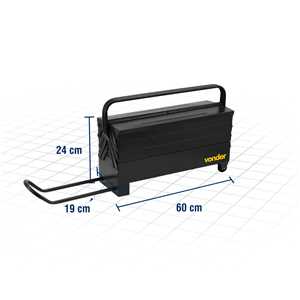 Caixa metálica sanfonada para ferramentas, com 7 gavetas, 60,0 cm x 19,0 cm x 24,0 cm, com roda, VONDER