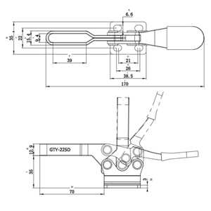 Grampo de aperto rápido tipo horizontal, GHV 225 VONDER