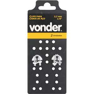Clips para cabo de aço 1/8" - 3,18 mm, cartela com 2 peças, VONDER