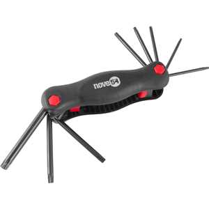 Jogo de chaves hexalobular, T9 a T40, com suporte plástico, 8 peças, NOVE54