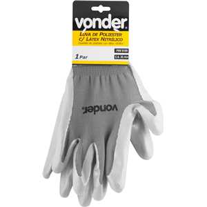 Luva de poliéster com látex nitrílico, tamanho 9, PNV 0109, VONDER