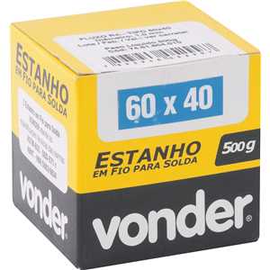 Estanho em fio, com fluxo, 1,0 mm, 60 x 40,com 500 g,VONDER
