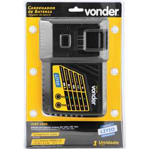 Carregador de bateria 18 V, linha intercambiável, carregamento rápido, ICBV 1806, VONDER