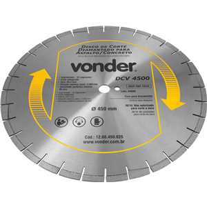 Disco diamantado 450 mm, para asfalto e concreto, segmentado, DCV 4500 VONDER