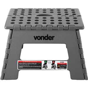 Banqueta plástica dobrável, cinza, altura 220 mm, VONDER