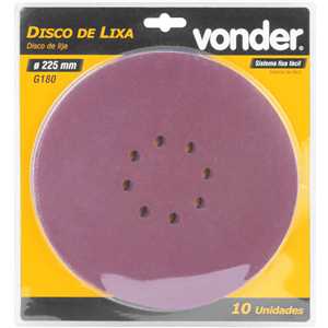 Disco de lixa com costado em pluma 225 mm, grão 180, para as lixadeiras LPV 400B, LPV 600, LPV 925, LPV 950B e LPV 1000, VONDER