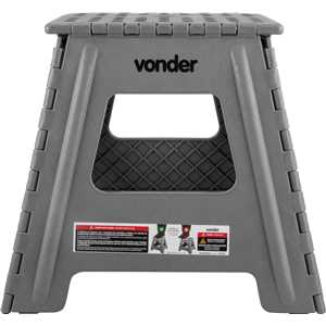 Banqueta plástica dobrável, cinza, altura 360 mm, VONDER