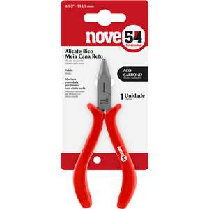 Alicate bico meia cana reto 4.1/2", em aço carbono polido, NOVE54