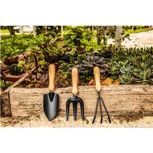 Conjunto para jardim com 3 peças, cabo em madeira, VONDER