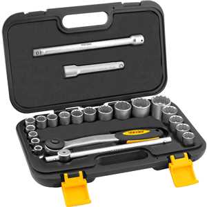 Jogo de soquetes estriados, encaixe 1/2", 8 mm a 32 mm, com 22 peças, VONDER