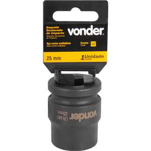 Soquete sextavado de impacto, encaixe de 3/4" x 25,0 mm, VONDER
