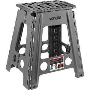 Banqueta plástica dobrável, cinza, altura 450 mm, VONDER