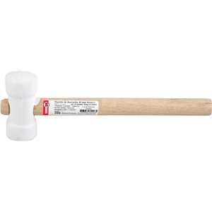 Martelo de borracha 40 mm, cabo em madeira, para azulejista, branco, NOVE54