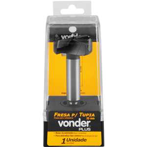 Fresa com dentes de vídea/metal duro para dobradiça tipo caneco, 35 mm, com 2 dentes, VONDER PLUS
