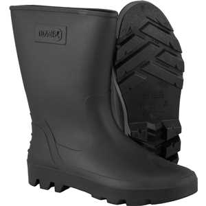 Bota de PVC preta, cano médio, sem forro, 42, NOVE54