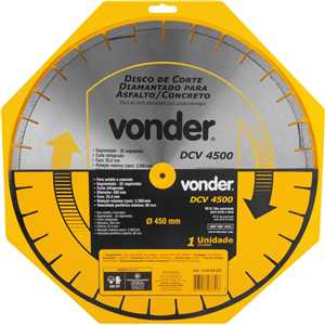 Disco diamantado 450 mm, para asfalto e concreto, segmentado, DCV 4500 VONDER