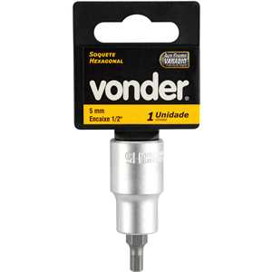 Soquete hexagonal 5 mm, encaixe de 1/2", VONDER