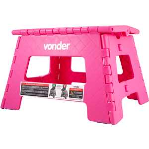 Banqueta plástica dobrável, rosa, altura 220 mm, VONDER