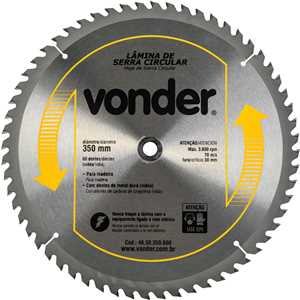 Lâmina de serra circular com dentes de metal duro/vídea, 350 mm x 30 mm, 60 dentes, VONDER