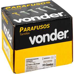 Parafuso madeira chipboard, cabeça chata, fenda cruzada/phillips, 3,0 mm x 40,0 mm, VONDER