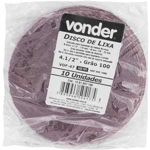 Disco de lixa costado em fibra, 4.1/2", grão 100  VDF 47, VONDER