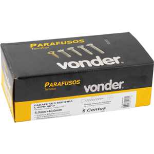Parafuso madeira chipboard, cabeça chata, fenda cruzada/phillips, 6,0 mm x 40,0 mm, VONDER