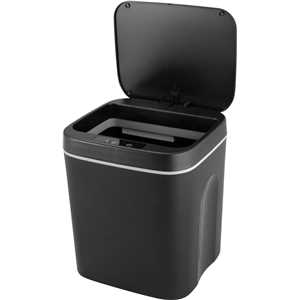 Lixeira retangular com sensor de abertura, bateria recarregável, 12 litros, plástica, preta, VONDER