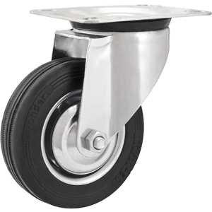 Rodízio giratório leve 4", de borracha, preto, VONDER