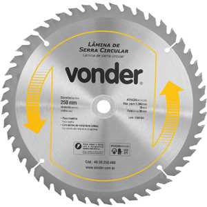 Lâmina de serra circular com dentes de metal duro/vídea, 250 mm x 30 mm, 48 dentes, VONDER