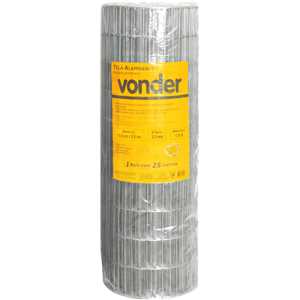 Tela alambrado, malha 15 cm x 5 cm, fio 2,3 mm, com 1,0 m x 25 m (altura x comprimento), VONDER