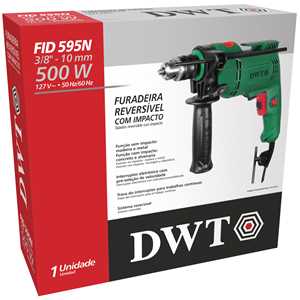 Furadeira de impacto 3/8", 500 W, 127 V~, FID 595N DWT