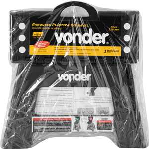 Banqueta plástica dobrável, preta, altura 220 mm, VONDER