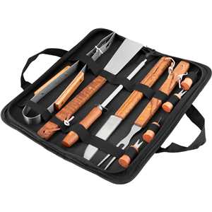 Jogo de utensílios para churrasco, em aço inox, com 10 peças, VONDER