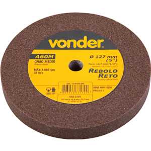 Rebolo reto, 5" x 5/8", médio, VONDER