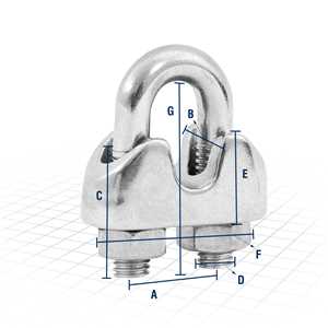 Clips para cabo de aço 3/16" - 4,76 mm, em aço inox, VONDER