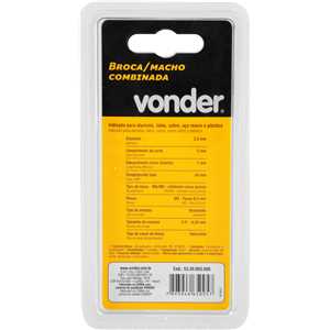 Broca/macho combinado M3 x 0,5 mm, VONDER