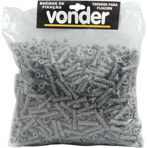 Bucha de plástico para fixação 6 mm, com anel, 1.000 peças, VA-06, VONDER