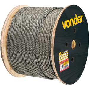 Cabo de aço galvanizado, alma de fibra, 3,18 mm - 1/8", 6 x 7, VONDER