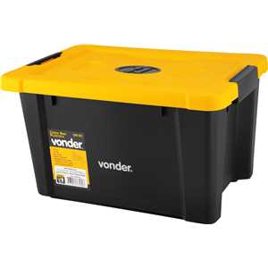 Caixa plástica/baú, preta e amarela, CBV 021, VONDER