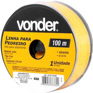 Linha para pedreiro, lisa, 0,8 mm x 100 m, amarela, VONDER